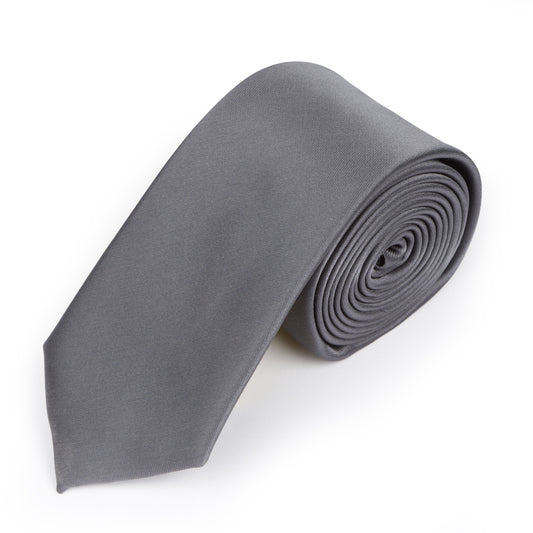Classic Plain Tie in Charcoal Grey