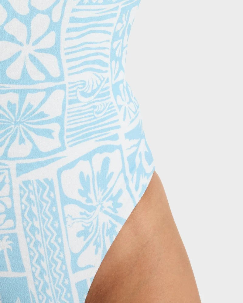 Flowers Wave One Piece in Sky Blue Surfenirs