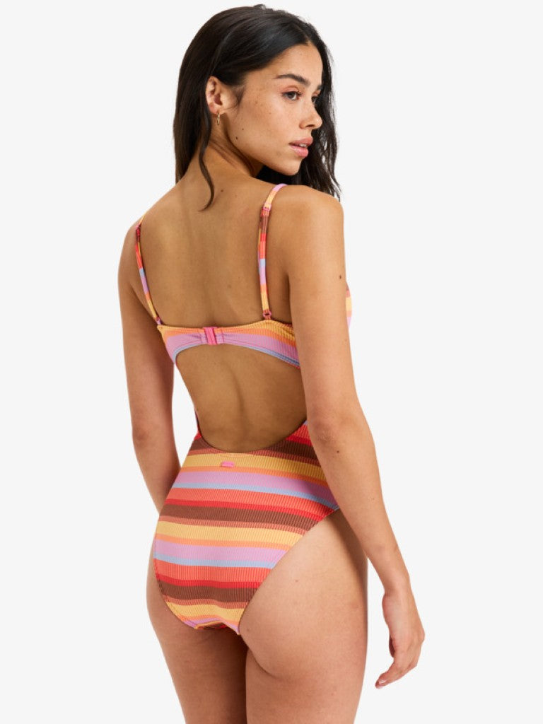 Sunset Stripe One Piece in Pink Cosmos