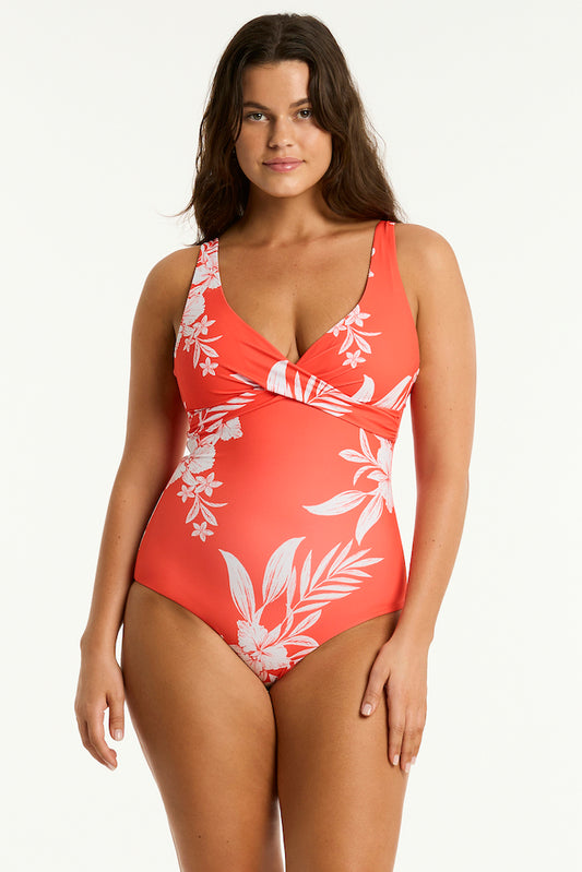 Aloha Cross Front One Piece in Flame