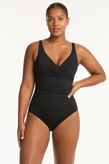 Essentials Cross Front One Piece in Black