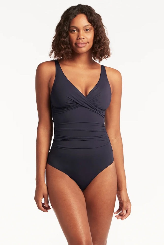 Essentials Cross Front One Piece in Night Sky