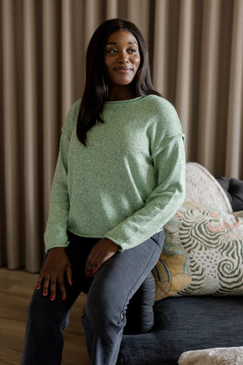 Salerno Boxy Styled Crew Knit in Pistachio