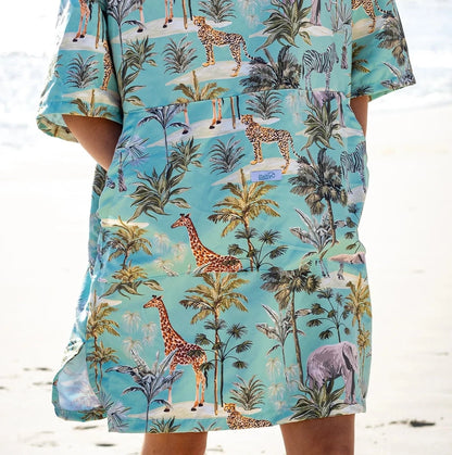 Quick-dry Microfibre Towel Poncho in Tropical African Jungle