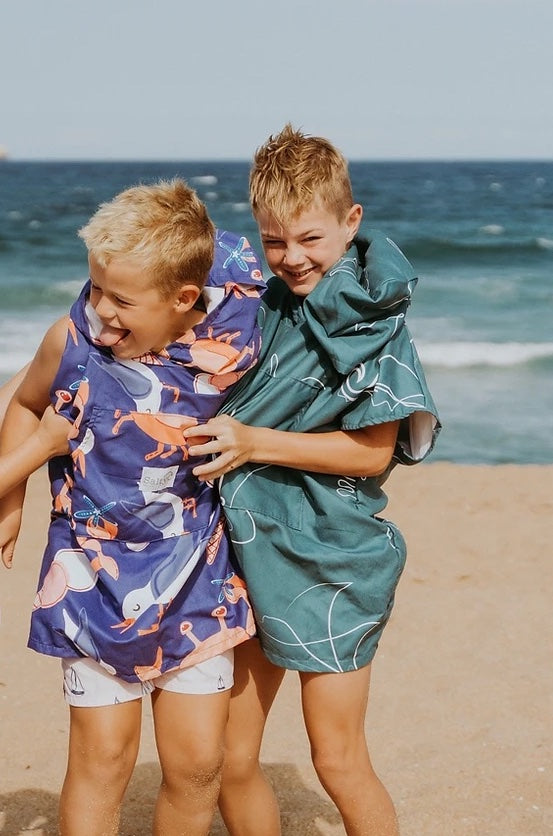 Quick-dry Kids Microfibre Towel Poncho in Sea Dreaming