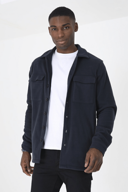 Bogart Micro Fleece Over Shirt in Dark Navy