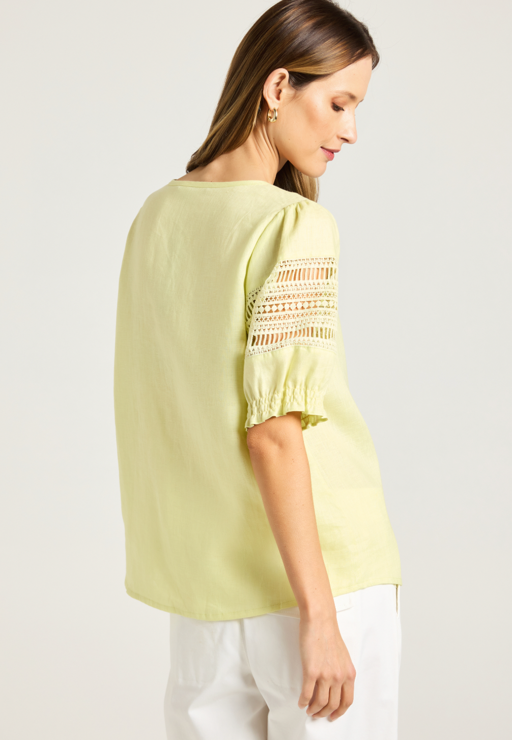 Lotus Lace Panel Shirt in Lemongrass