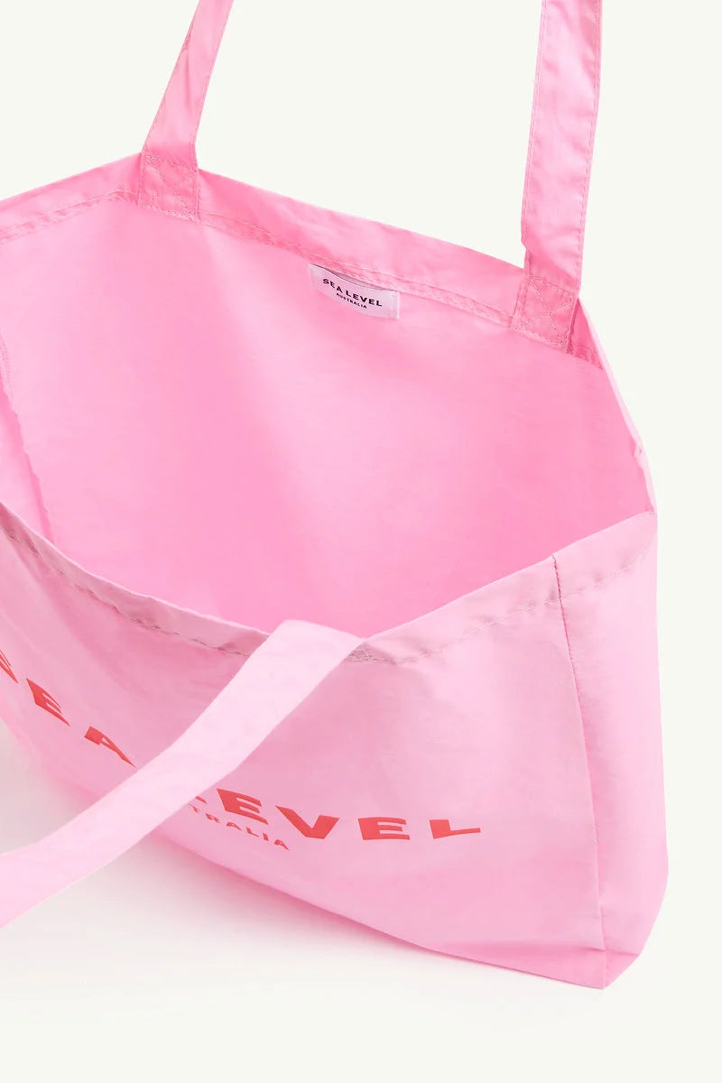Cotton Logo Beach Tote in Pink