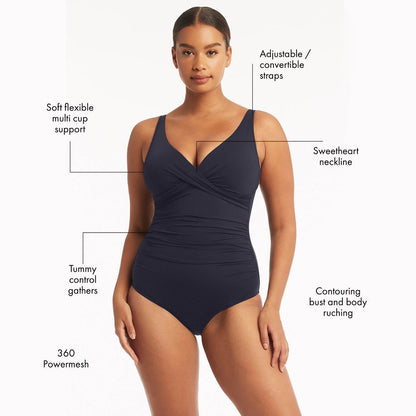 Essentials Cross Front One Piece in Night Sky