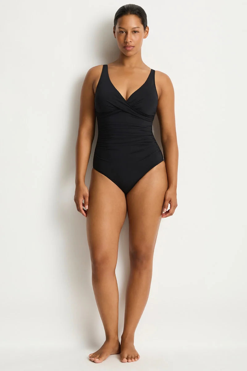 Essentials Cross Front Multifit One Piece in Black