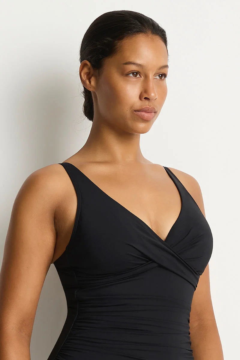 Essentials Cross Front Multifit One Piece in Black