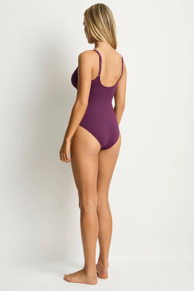 Essentials Edit Cross Front Scoop Back One Piece in Claret