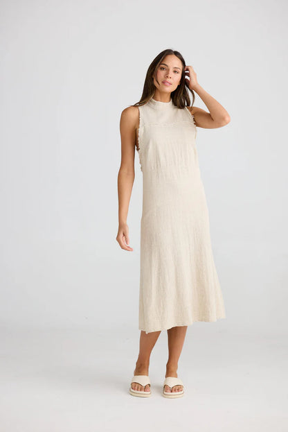 Helaina Dress in Natural Jaquard