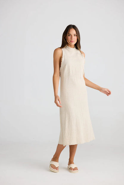 Helaina Dress in Natural Jaquard