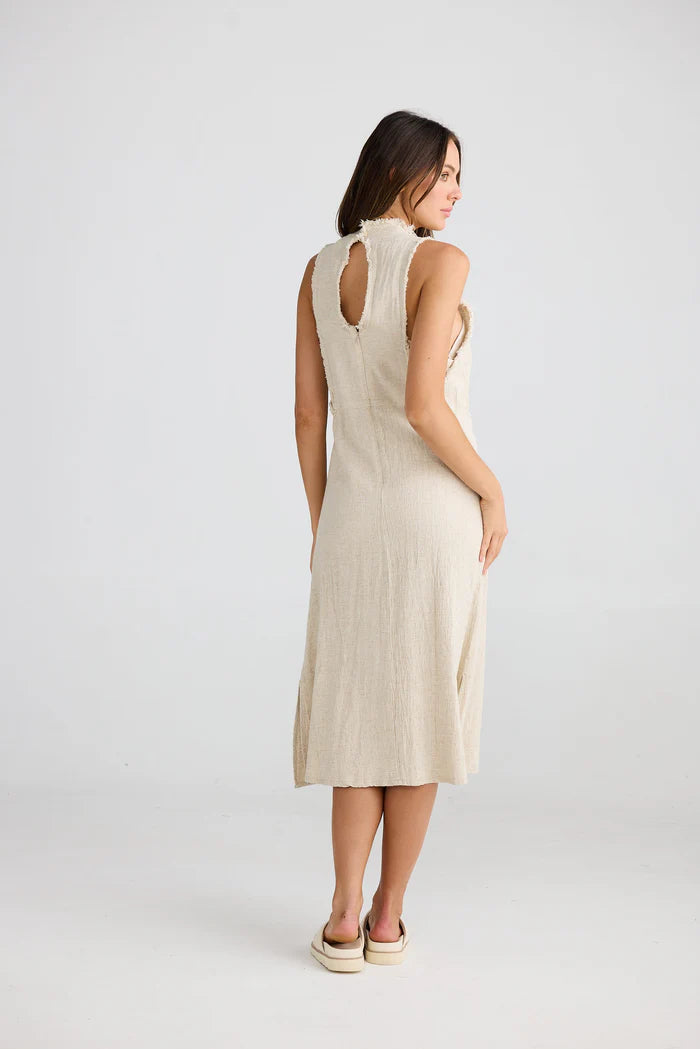 Helaina Dress in Natural Jaquard