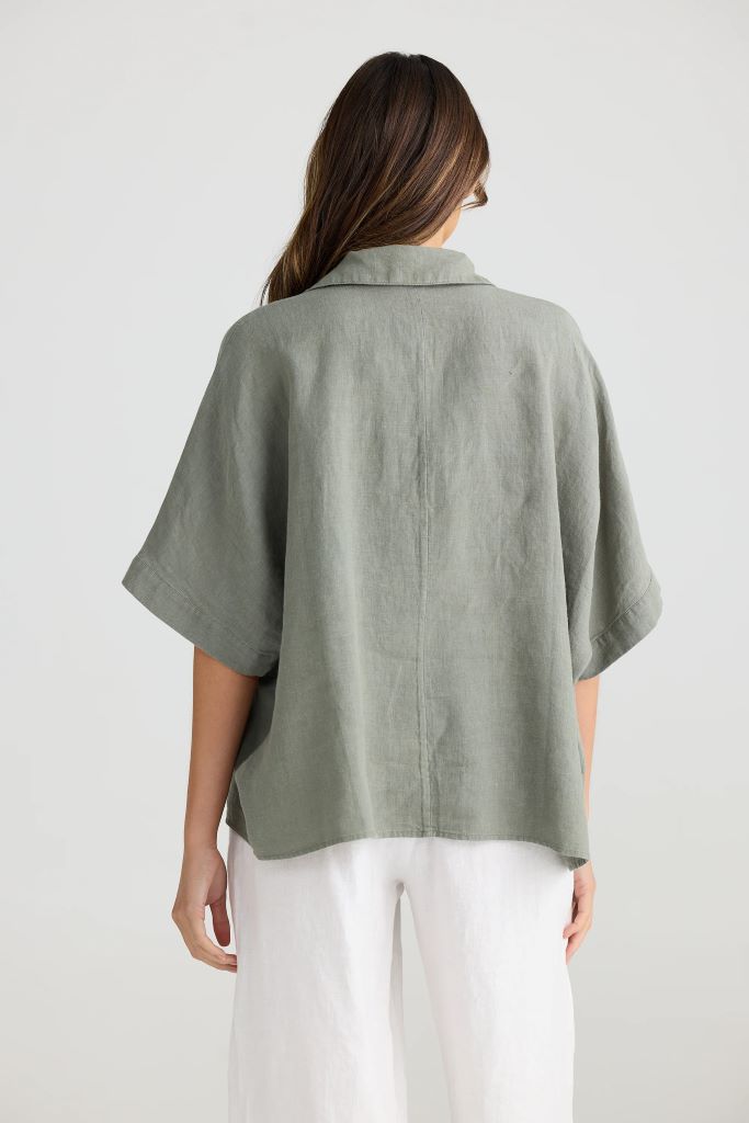 Wander Top in Pistachio Linen