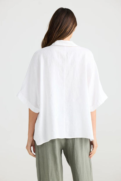 Wander Top in White Linen