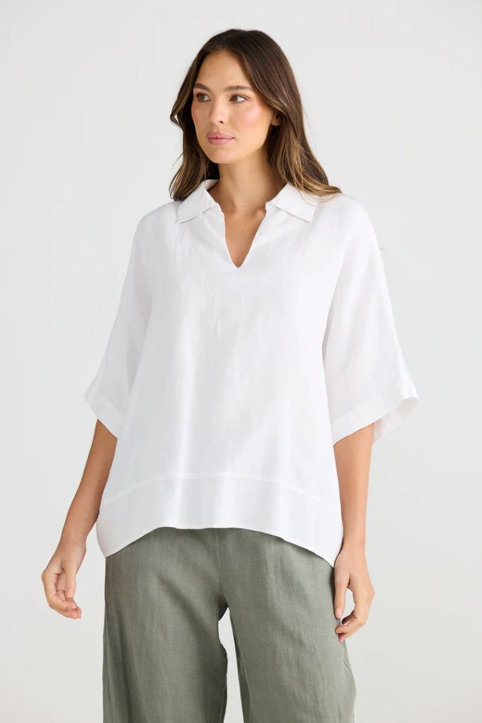 Wander Top in White Linen