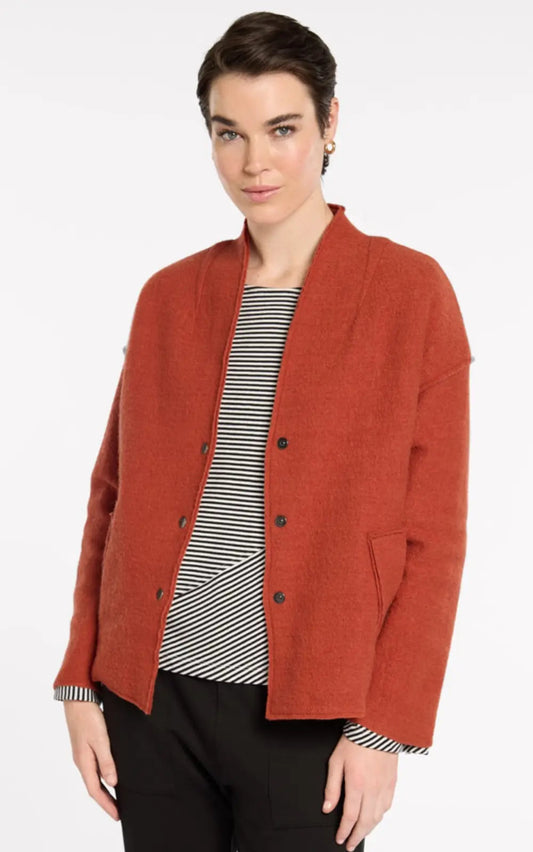 Boiled Wool Jacket in Rust