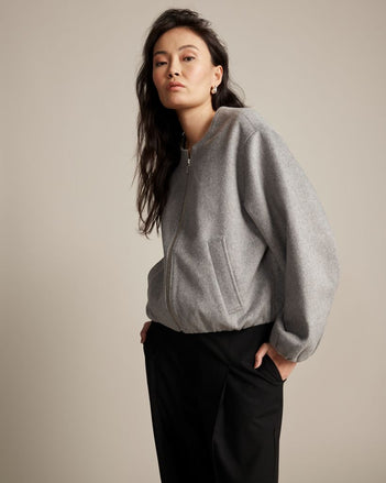 Cropped Bomber Jacket in Moon