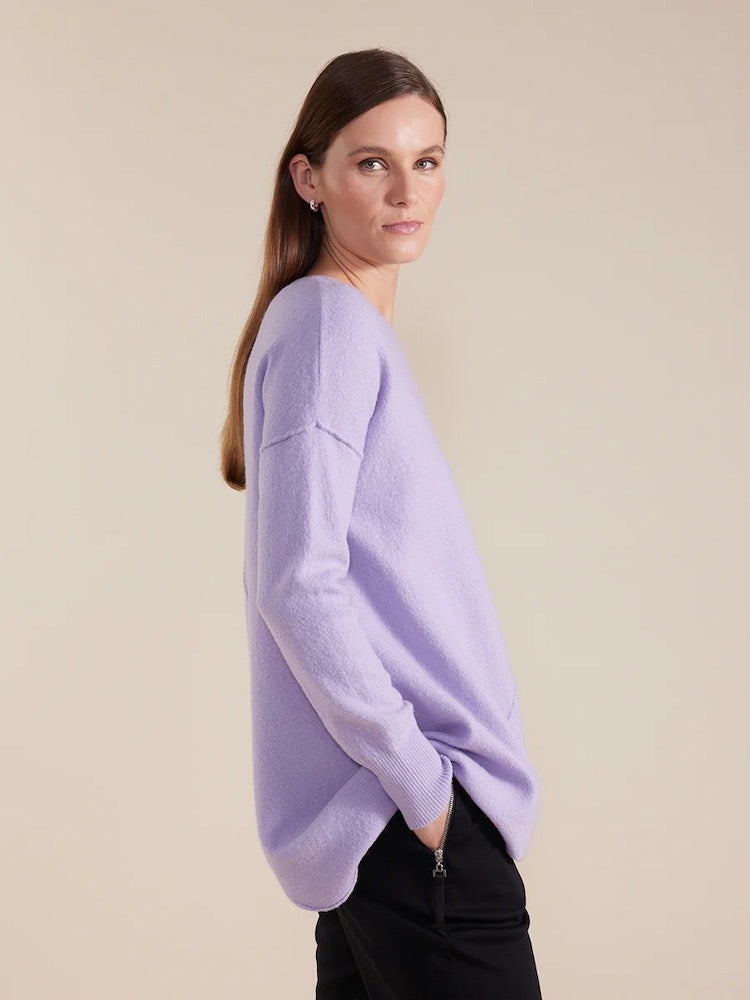 Pure Boiled Wool Sweater in Lilac