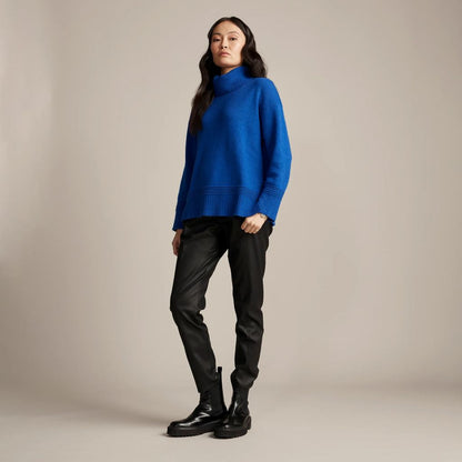 Tuck Detail Rib Knit Sweater in Azure