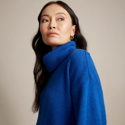 Tuck Detail Rib Knit Sweater in Azure