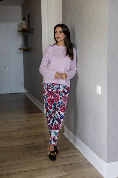 Salerno Boxy Styled Crew Knit in Pink