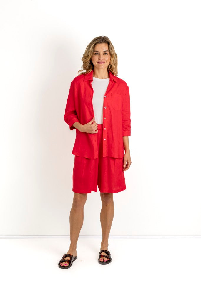 FInley 3/4 Sleeve Shirt in Cherry