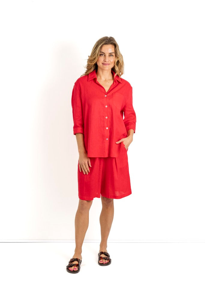 FInley 3/4 Sleeve Shirt in Cherry