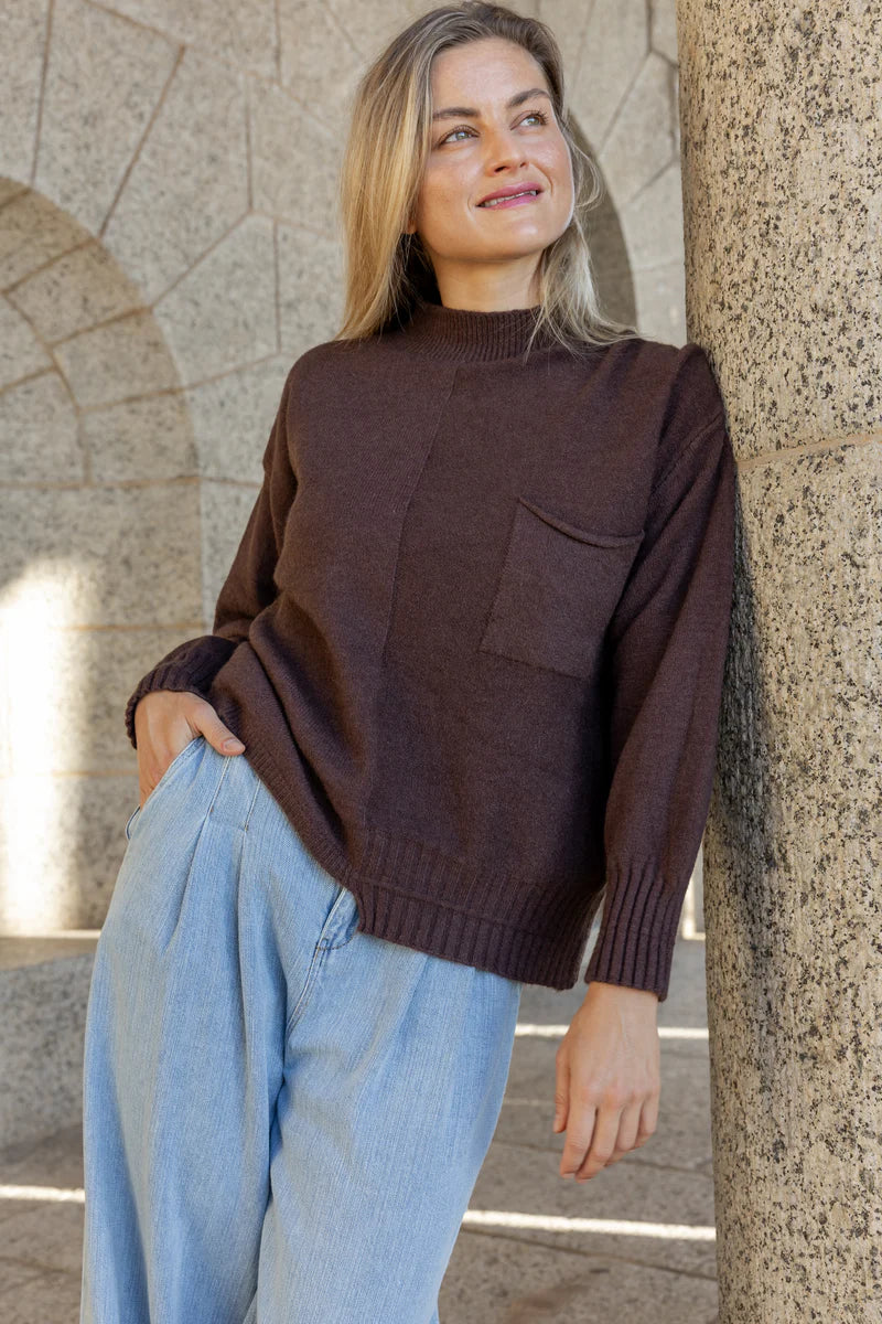 Hollister Box Knit With Pocket in Chocolate