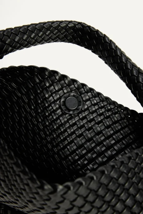 Jourdan Plaited Large Vegan Handbag in Black