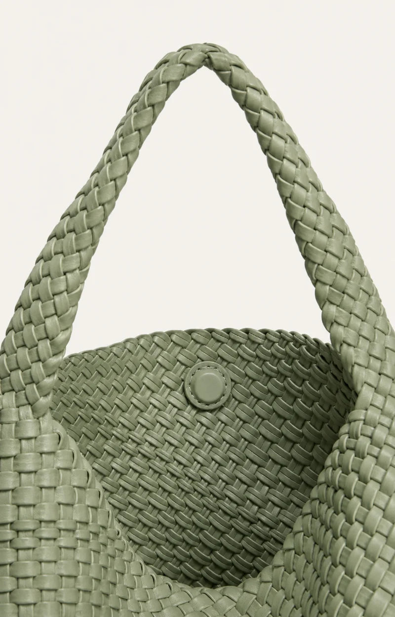 Jourdan Plaited Large Vegan Handbag in Sage