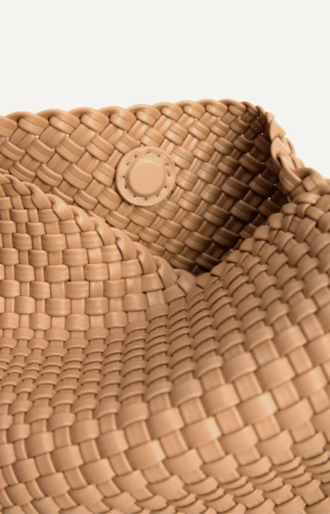Jourdan Plaited Large Vegan Handbag in Tan