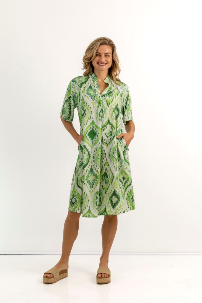 Merissa Mandarin Dress in Jade Jewels