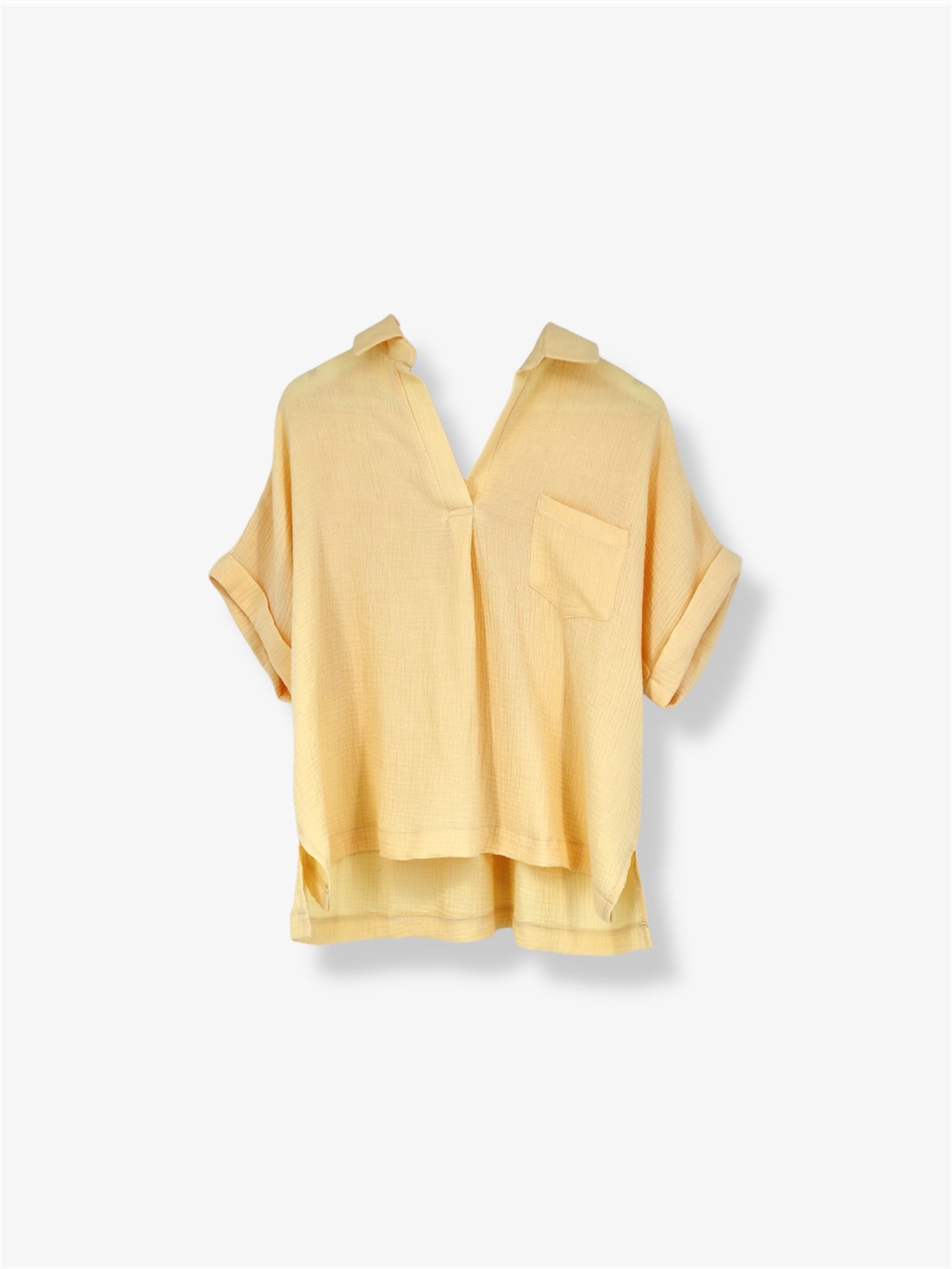 Mirra Cotton Relaxed Boyfriend Shirt in Butter Yellow