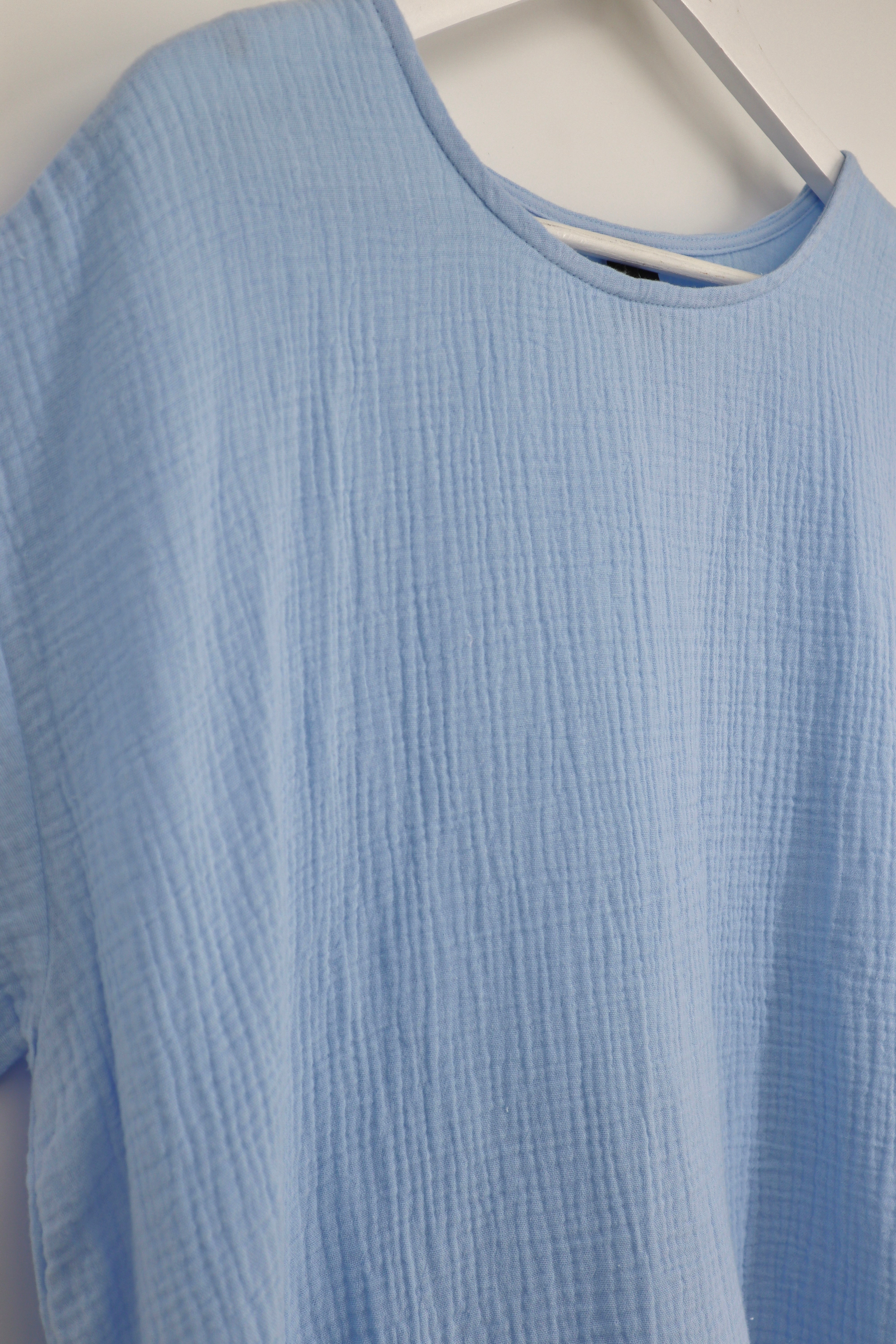 Steffi Cotton Box Top in Sky Bue