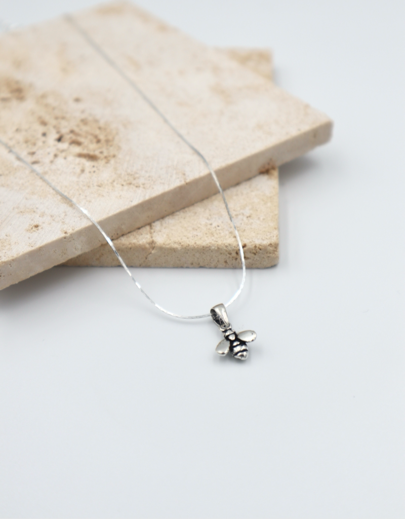 Sterling Silver Bee on Fine Chain Necklace