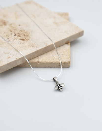 Sterling Silver Bee on Fine Chain Necklace