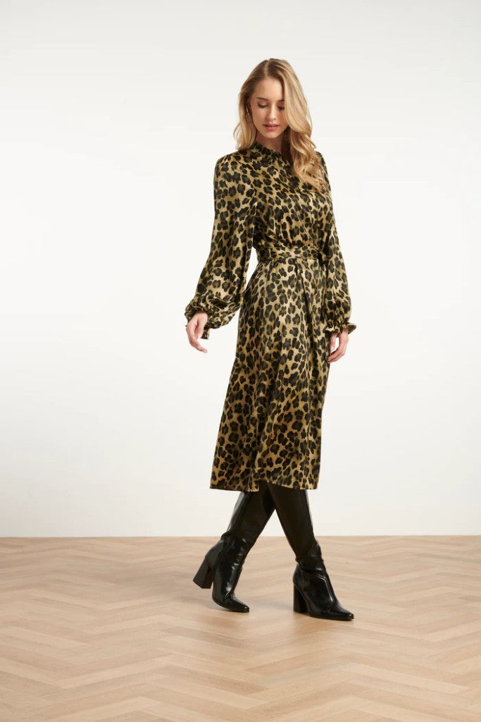 1/2 Button Stand Dress in Army / Black