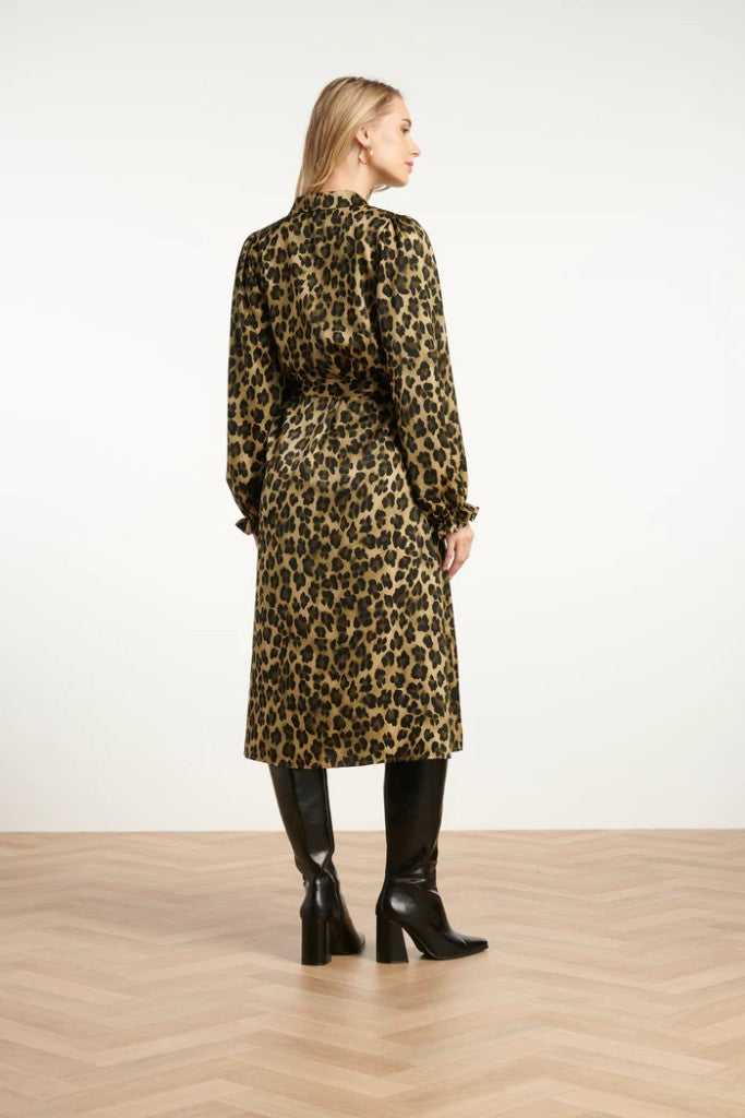 1/2 Button Stand Dress in Army / Black