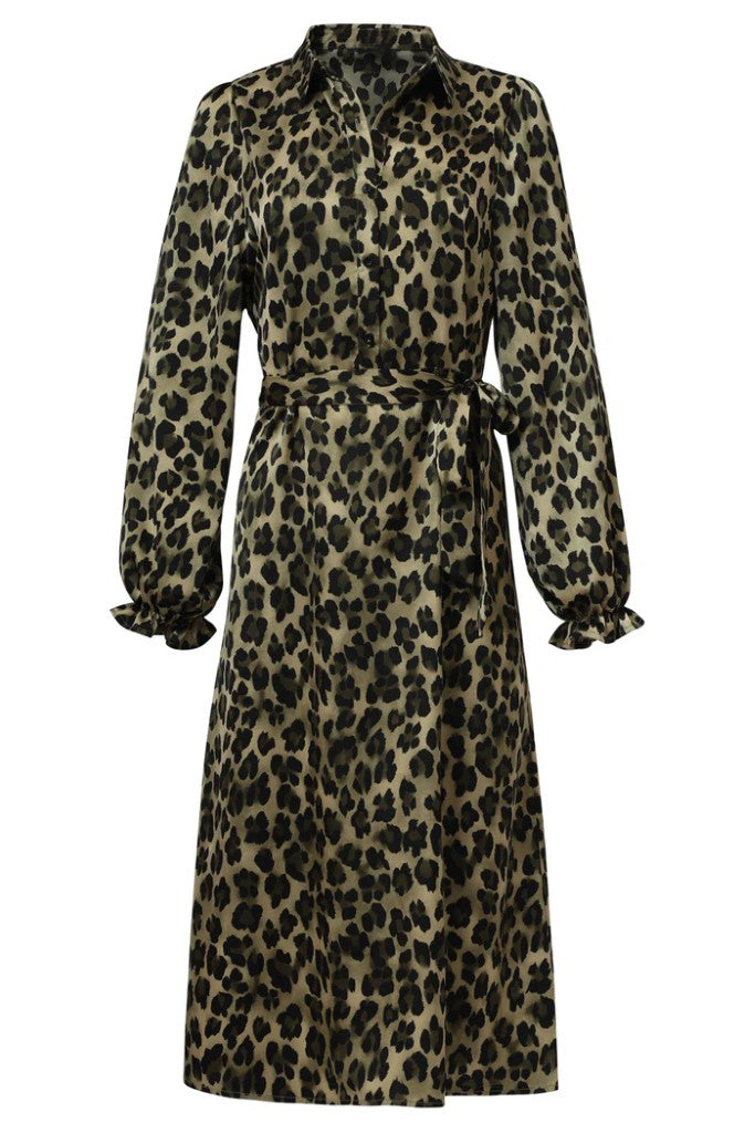 1/2 Button Stand Dress in Army / Black