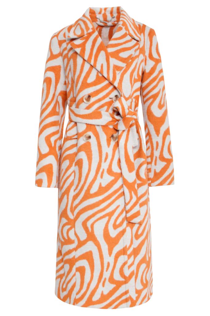 Orange & Sand Abstract Zebra Printed Coat