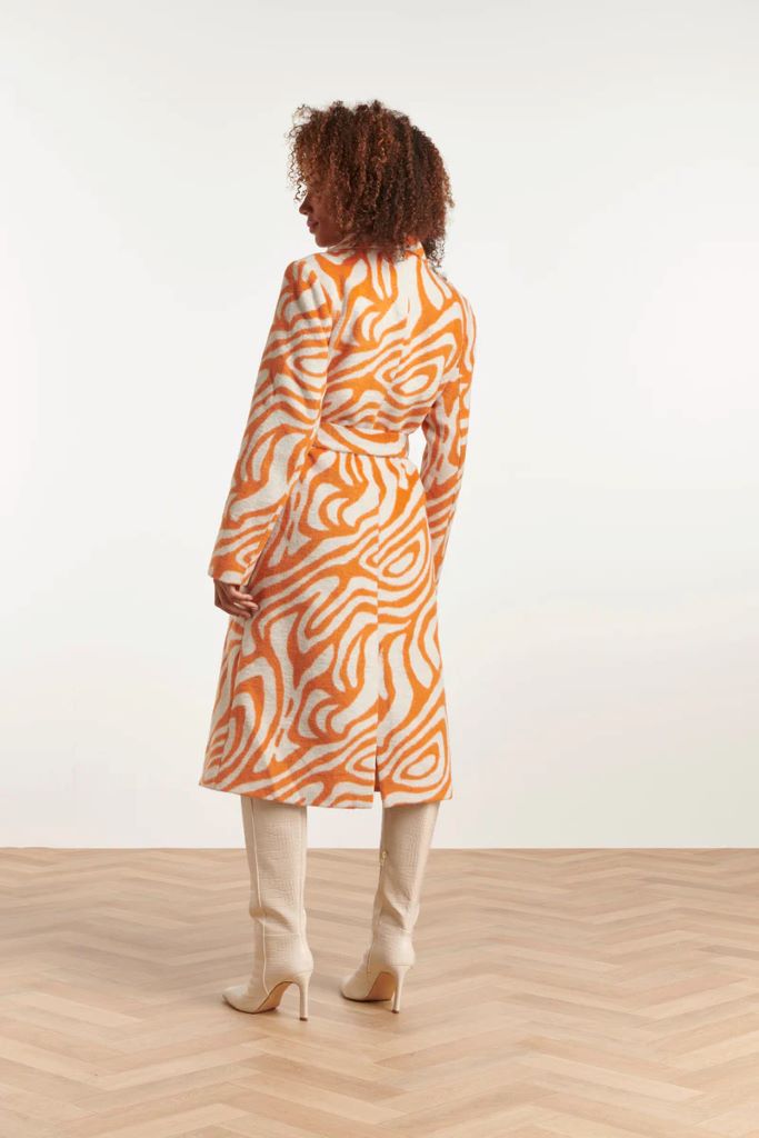 Orange & Sand Abstract Zebra Printed Coat