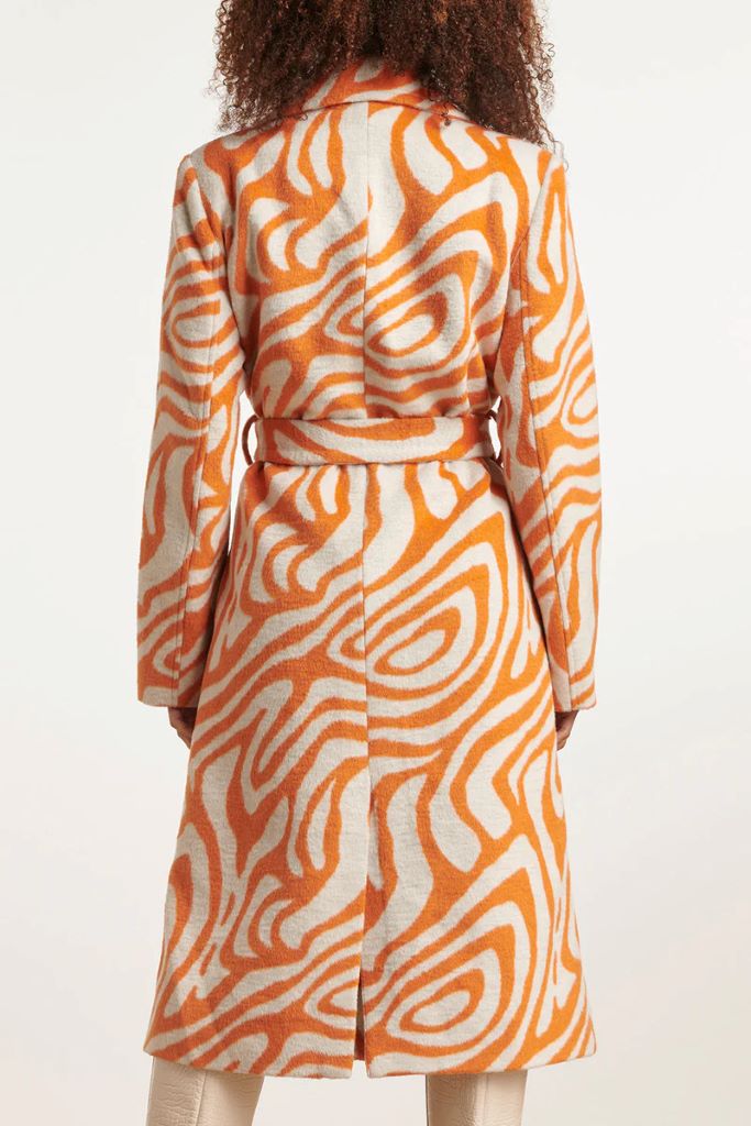 Orange & Sand Abstract Zebra Printed Coat