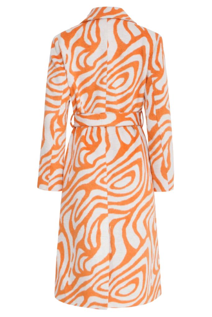 Orange & Sand Abstract Zebra Printed Coat