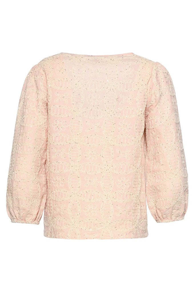 Bow Tie Front Top in Baby Pink & Off White
