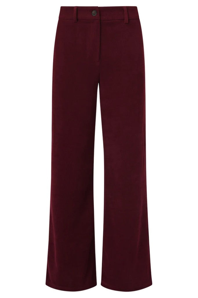 Fine Corduroy Wide Leg Pants in Bordeaux