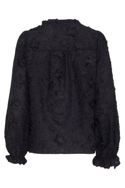 Floral Applique Blouse in Black