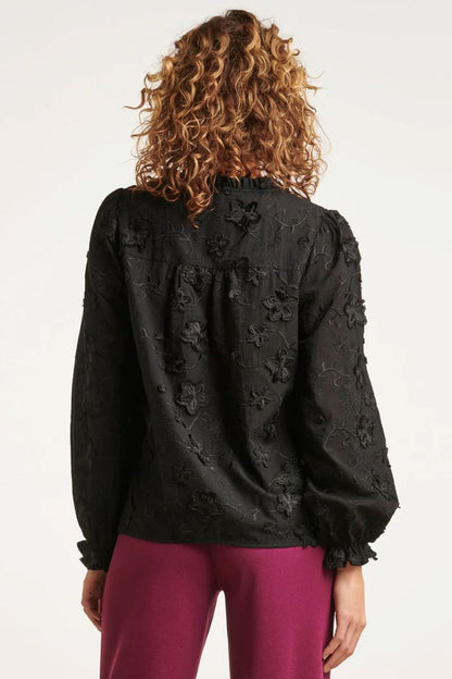 Floral Applique Blouse in Black